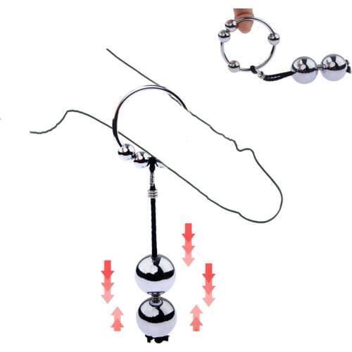 Male Penis Extender Magnified Stretcher with Ball Stretch Weight Ball Cock Ring Erection Impotence Delay Aid Adult Toys Sex Shop