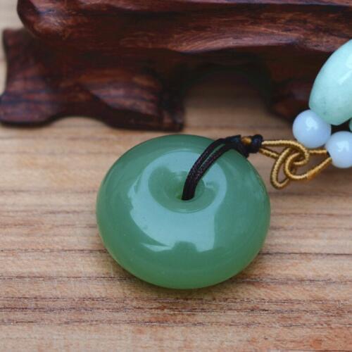 Natural Green Afghan nephrite Pendant Carved 25mm Round Peace buckle festival Gift for Men Women babys Jades Jewelry Free Rope