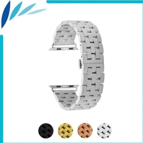 Stainless Steel Watchband for iWatch Apple Watch / Sport / Edittion 38mm 42mm Strap Band Wrist Belt Bracelet Black Silver Gold