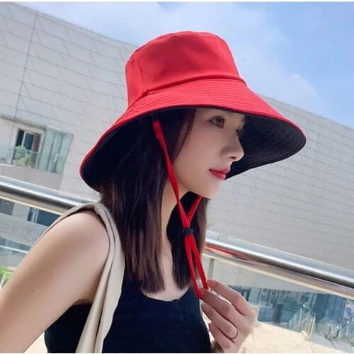 Summer Foldable Big Eaves Fisherman Hat Women Casual Versatile Sunshade Hat Double Sided Solid Color Summer Travel Sunscreen Hat