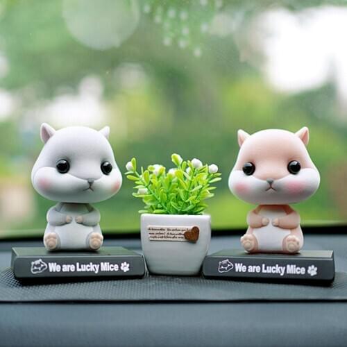 Cute Shaking Head Hamster Doll Toy Car Interior Decoration Mobile Phone Holder New Creative Mini Cute Cartoon Pet kid Toy Gift
