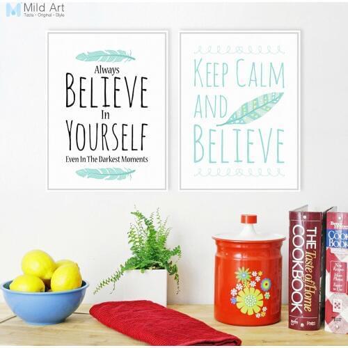 Modern Minimalist Motivational Typography Feather Quotes A4 Big Art Print Poster Wall Picture Canvas Painting Custom Home Deco
