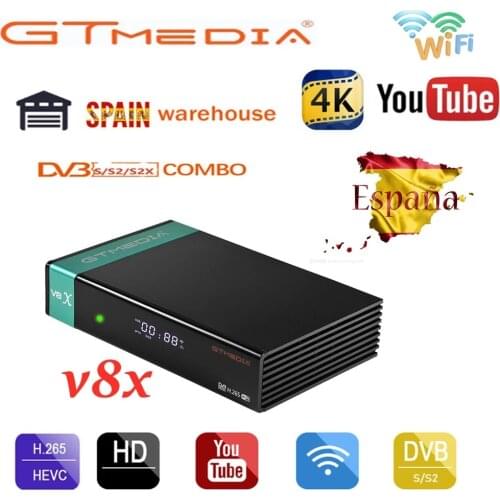 Spain Free Shiping DVB-S2 Satellite Receiver GTMEDIA V8X H.265 DVB S2 V7 S2X Wifi CA Slot Scart Set Top Box GT MEDIA V8 NOVA