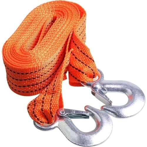 TiOODRE 4m 3 T Car Tow Strap Heavy-Duty Tow Rope With Steel Hooks Fluorescent Rope for Truck Car Up To 3 Tonnes New