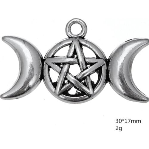Wicca Pentagram Moon Star Charm Pendants Jewelry Making Finding DIY Bracelet Necklace Earring Accessories Handmade Tools 3pcs