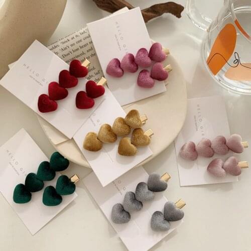 Fashion velvet love hair clip ins sweet bangs clip hairpin female autumn and winter side clip for Girls Womens Hair Accessories