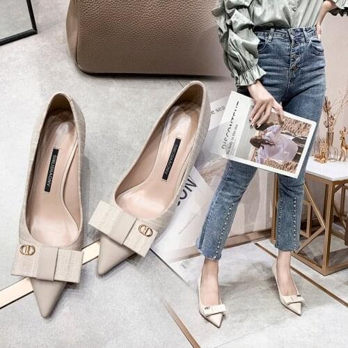 2021 Spring New Professional Slim Heel Small Size 31-43 Big Size Womens Shoes With Shallow Mouth And Pointed Middle Heel