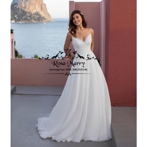 Elegant A Line Boho Wedding Dresses 2021 Vestido De Novia Plus Size White Chiffon Country Beach Greek Style Cheap Bridal Gowns