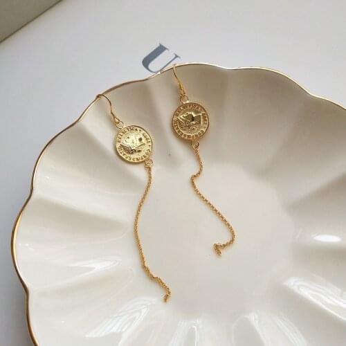 Tide the Real Europe and the United States jewelry Korea golden earrings, 925 silver COINS gold earrings