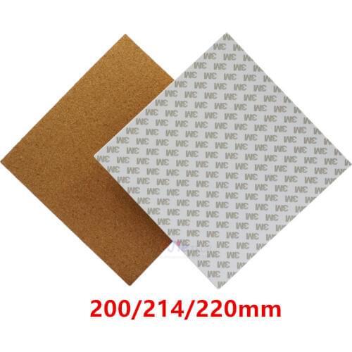 1pcs Reprap 3D Printer square 200/214/220mm adhesive cork sheets For prusa i3 wanhao Heated bed with tape thermal cork plate