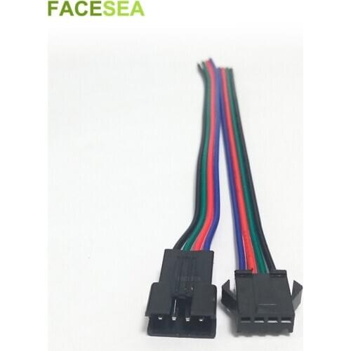 10 ~ 100pairs 15cm JST SM 4Pins Plug Male to Female Wire Connector For SMD 5050 RGB LED Strip Light