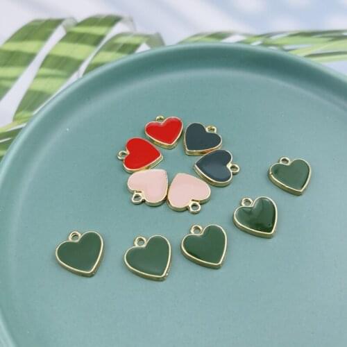 10pcs/Lot New Round Enamel Love Heart Charms Zinc Alloy Jewelry DIY Accessories Rubber Band Necklace Pendants