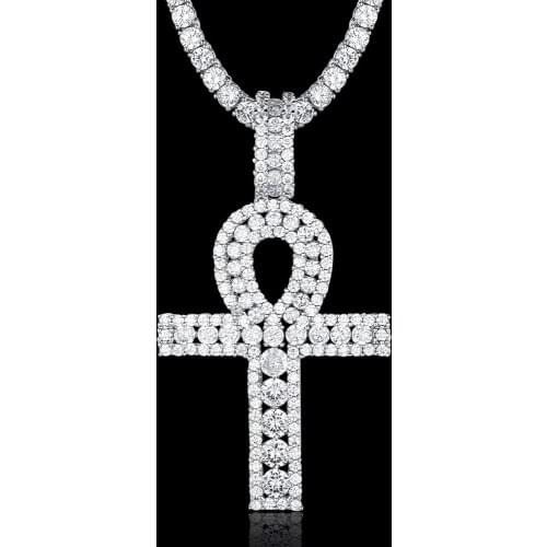 100% Micro Zircon Hip Hop ANKH Egypt Cross Pendant Necklace For Men Jewelry Gift Factory Prices Custom Accept Iced Out Necklaces