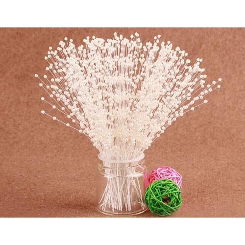 100 Strands White/Pink/Grey Pearls Beaded Bridal Bouquets Making For Wedding Party Venue Decoration
