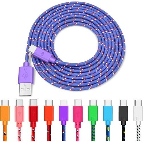 1M 2M 2-in-1 Nylon USB to Type C Cable Fast Charging Quick Charging Mobile Phone Charging Wire USB C Data Cable Long Wire