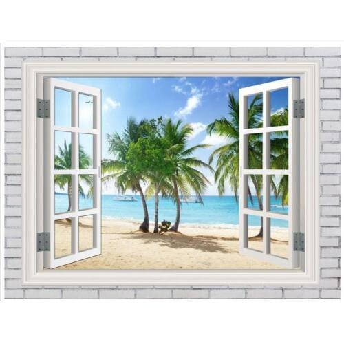 3d photo wallpaper Custom High end 3d murals wallpaper for walls 3 d Outside the window beach scenery wallpaper bedroom decor