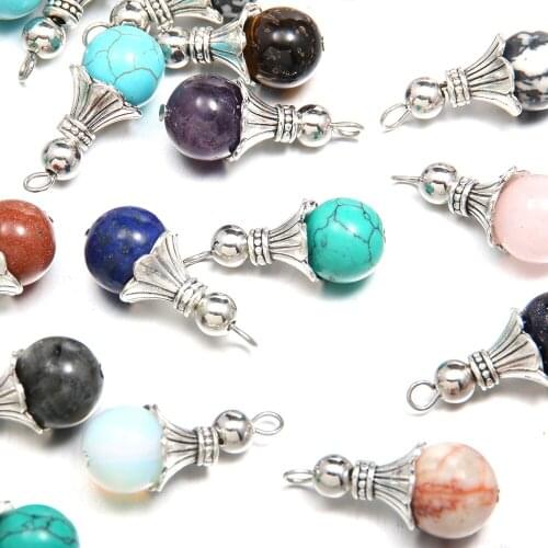 Trendy Natural Stone Quartz Crystal Turquoises Pendants Charms For Jewelry Making DIY Accessories Fit Necklace Earrings 5Pcs