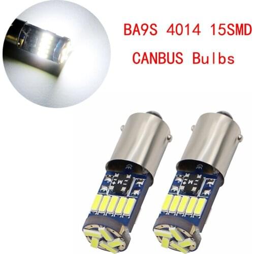 50pcs BA9S 4014 15SMD Canbus Error Free Car LED Bulbs For Clearance Light Auto License Plate Lights Car Interior Lamp White 12V