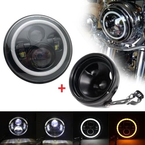 7inch Round LED Headlight Angle Eyes Headlamp suzuki Samurai Headlight for VAZ 2101