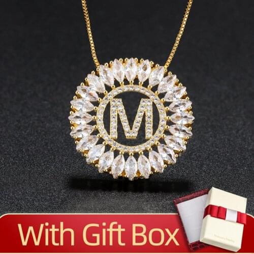 Name Alphabet Initial Letter Pendants Necklace Cubic Zirconia Choker Chain Colar Jewelry Ladies Women 's Jewelry