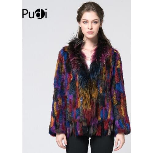 CR078 The new fashion women genuine rabbit fur coat womens winter brand new warm real fur knitted coat jacket