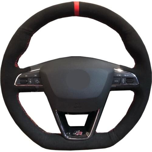DIY Car Steering Wheel Cover Wrap Suede For Seat Leon (FR|Cupra ) 2013-2020 Ibiza (FR|Cupra) Alhambra (FR Line) Arona Ateca FR
