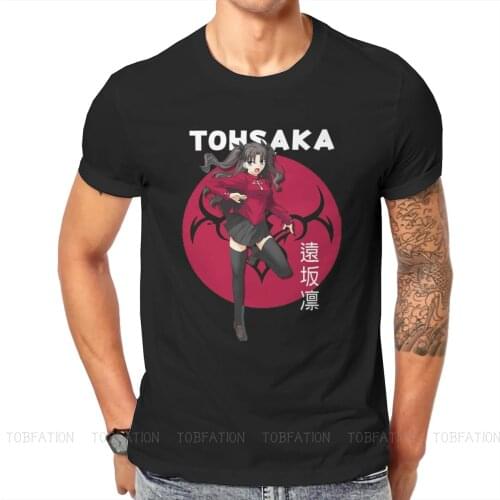 Fate Grand Order Tactical RPG Game Rin Tohsaka Tshirt Black for Men Big size T Shirt Casual Mens Tops Streetwear