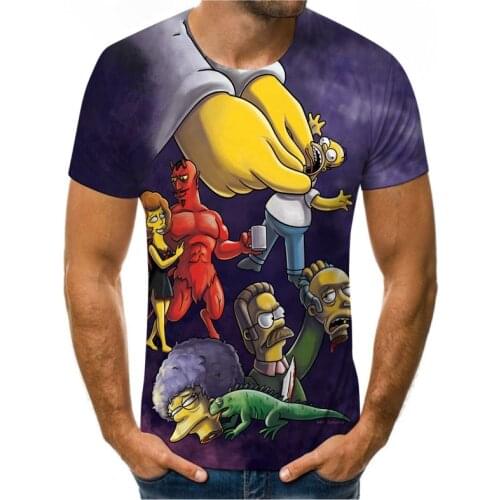 Comfortable 3D printing cartoon anime pattern Harajuku T-shirt round neck summer fashion breathable short sleeves