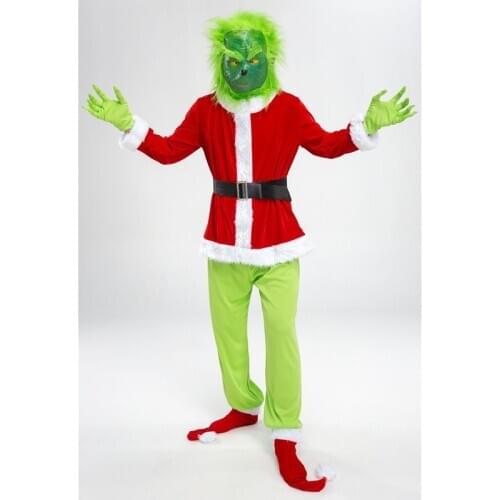 Adult Man Santa Geek Cosplay Costume Christmas Carnival Party Velvet Santa Claus Fancy Dress