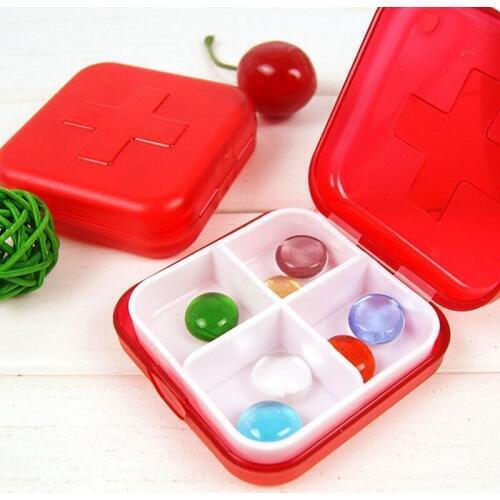 4 Slots Container Red Color Pill Holder Organizer Health Care Vitamin Medicine Storage Case Drug Pill Box Waterproof JLRD 2018