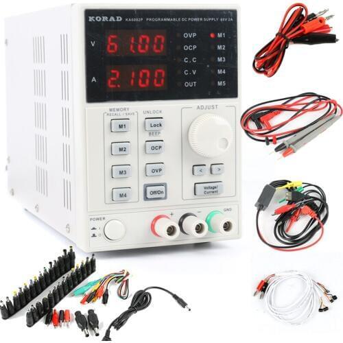 KORAD KA6002P Precision Lab Adjustable Digital Linear Programmable DC Power Supply 60V 2A USB RS232 Interface + AC DC Jack