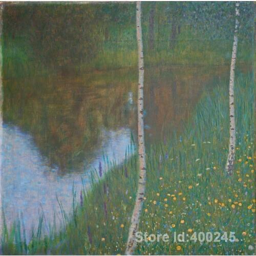 Best Art Reproduction Lakeside With Birch Trees Gustav Klimt Paintings for sale hand painted High quality