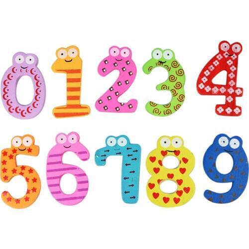 HOT 10 Pcs/1set Cartoon Cute 0-9 Wooden Number Fridge Magnet Kid Child Math Gift Toy Baby Birthday Clever Home Decoration