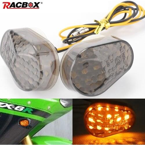 Motorcycle Smoke LED Turn Signal Light Flush Mount Flasher Indicator Fog Lamp For Kawasaki ZX12R ZZR600 ZX9R ZX7R ZX6R ZX636