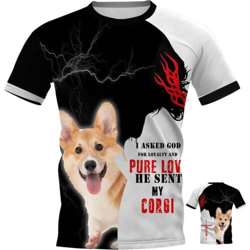 CLOOCL Men T-shirt Pembroke Welsh Corgi 3D Print Dog Lightning Tee Shirt Clothing Unisex Fashion Streetwear Short Sleeve Tops