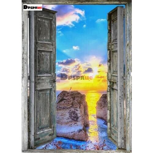 5D DIY Diamond Painting Full Square/Round Landscape Door Beach Sea Cross stitch Kit Mosaic Rhinestones Diamond Embroidery D221