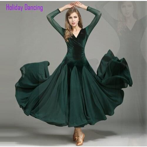 2021 New MY750 V Neck Lotus Design Latin Dance Dress Women Performance Long Sleeve Modern Dance Dress Latino Dancewear