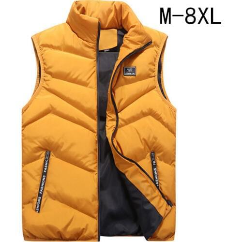Autumn Vest Men Sleeveless Jacket Men Casual Stand Collar Asain Size M-7XL 8XL Gilet Homme Warm Windbreaker Waistcoat For Men