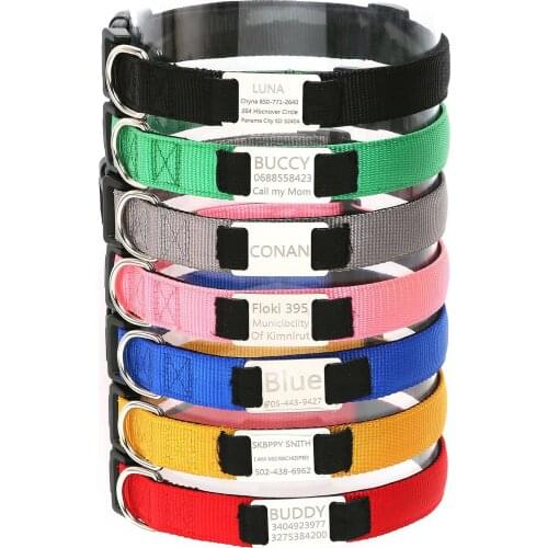 Personalized Reflective Dog Collar Solid Comfort Pet Collar with Names Embroidered Custom Puppy accessories for Small Medium Dog