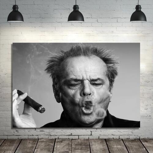 Jack Nicholson Cigar Poster Wall Art Print Picture Black and white Canvas Painting for Living Room Modern Home Decoration