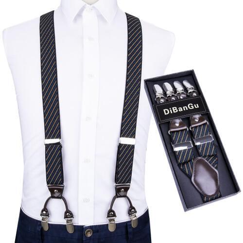 Adjustable Elasticated Adult Suspender Straps Y Shape Clip-on Mens Suspenders 6 Clip Pants Braces For Men Straps DH06 DiBanGu
