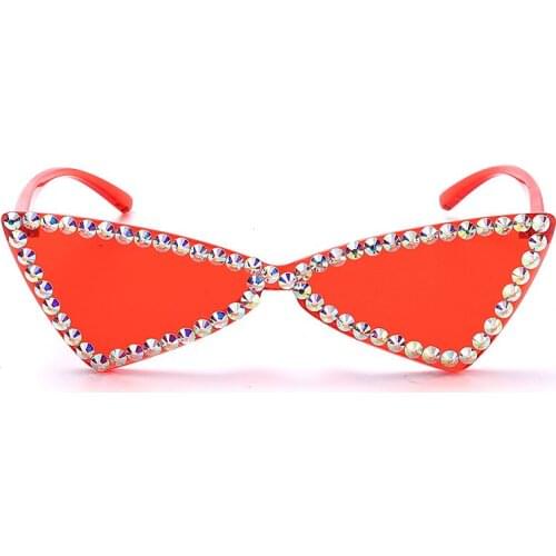 Sexy Cat Eye Sunglasses Women Rimless Vintage Rhinestone Sun Glasses Female Lady Candy Color 2021 Eyewear Triangle Shades UV400