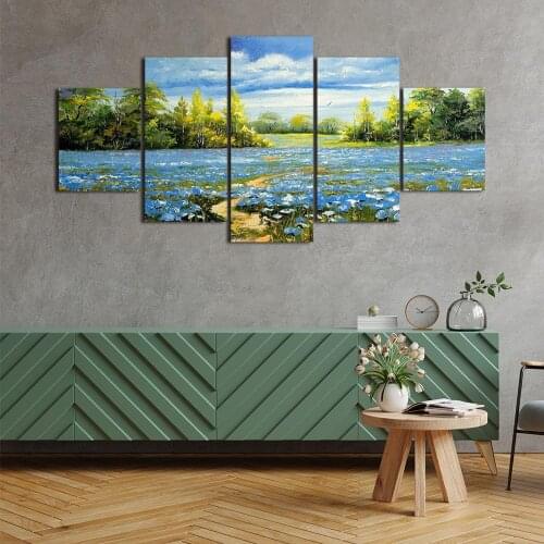 Modern Canvas Painting Oil Painting Landscape Woods Posters and Prints Wall Art Picture for Living Room Home Decor with Frame