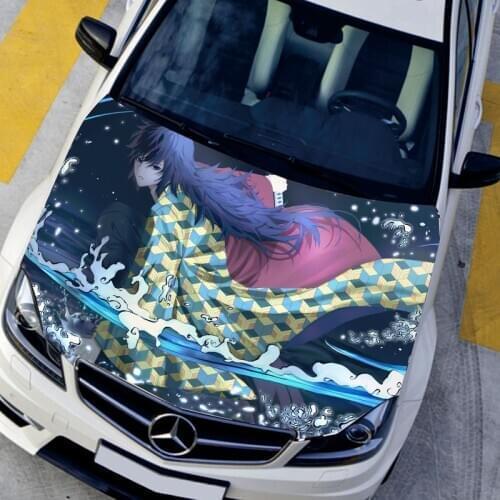 Car Styling Anime Itasha Hood Vinyl Stickers Wrap Vinyl Film Tomioka Giyuu Engine Cover Decals Sticker On Car Auto Accessories