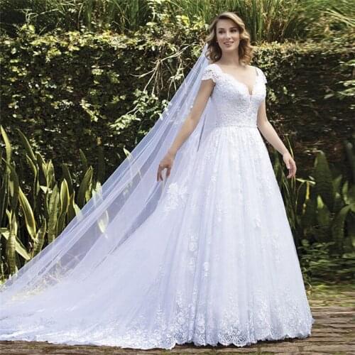 Princess Wedding Dresses for Women 2021 Lace Applique Pearls Plus Size African Bridal Gowns White Bride Dress Robe De Mariee