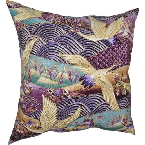 Japanese Crane Fabric Print Pillow Case Home Decorative Cranes Cushions Throw Pillow for Living Room Double-sided Printing