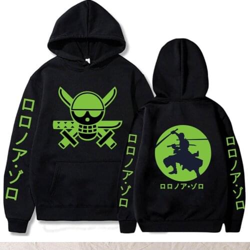 One Piece Anime Hoodies Men Women Long Sleeve Sweatshirt Roronoa Zoro Manga Black Hoodies Bluzy Tops Clothes