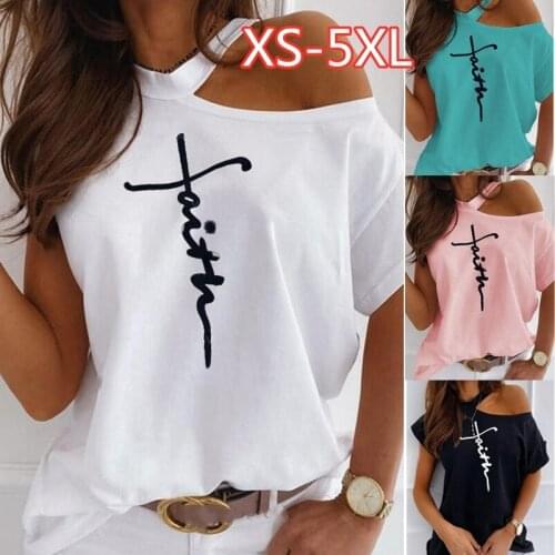 Large Size Top Sexy Off Shoulder Summer Tshirt Women Print Casual Summer Short Sleeve O-neck Pullovers Tops Fashion Street Tee