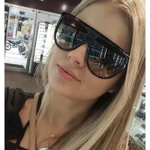 TrendyMate 2017 Flat Top Sun Glasses For Women Design Oversize Shield Sunglasses Women UV400 Gradient Brand Oculos Female 744T