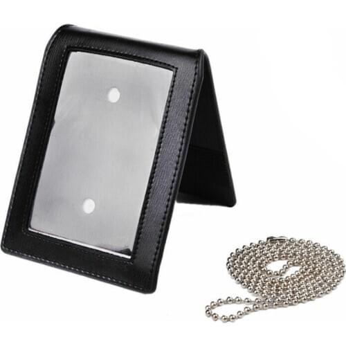 US UNIVERSAL POLICE BADGE CLIP/NECK HANGER COMBO W/CHAIN ID CREDIT CARD PEN HOLDER LEATHER POUCH